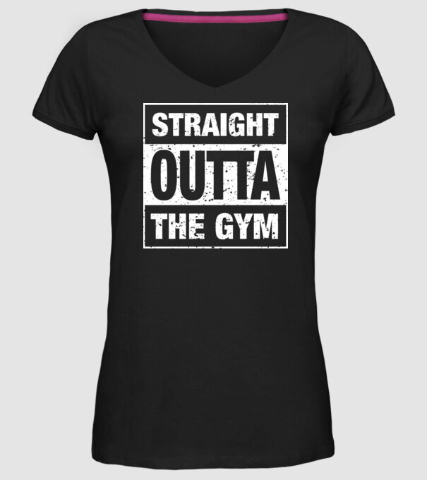 Straight outta gym model negru pe tricou