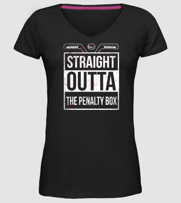 Straight outta the penalty box model negru pe tricou