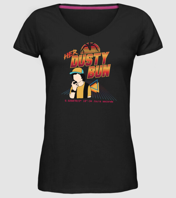 Stranger couple 80s retro Dustin model negru pe tricou