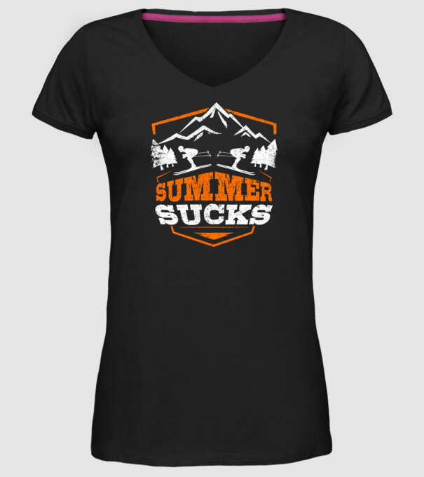 Summer sucks model negru pe tricou