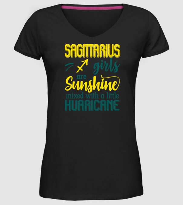 Sunshine with Hurricane SAGITTARIUS model negru pe tricou
