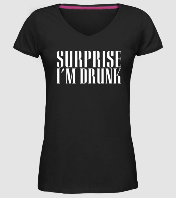 Surprise im drunk model negru pe tricou