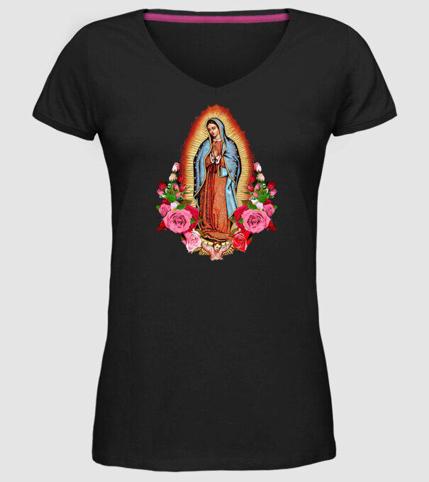Fecioara Maria model negru pe tricou