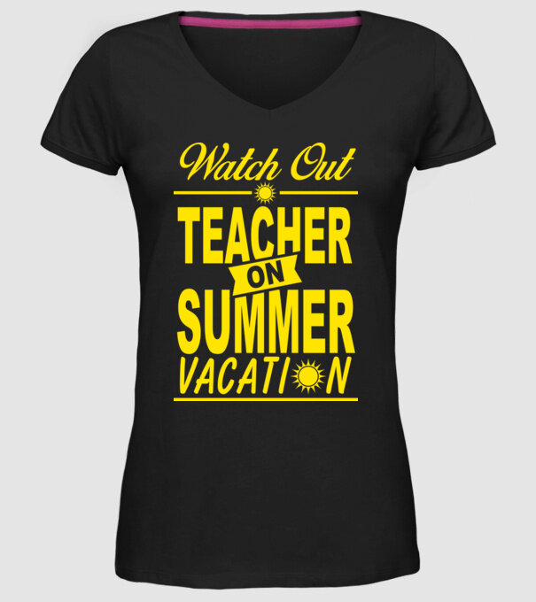Profesor vacanță de vară ENG model negru pe tricou