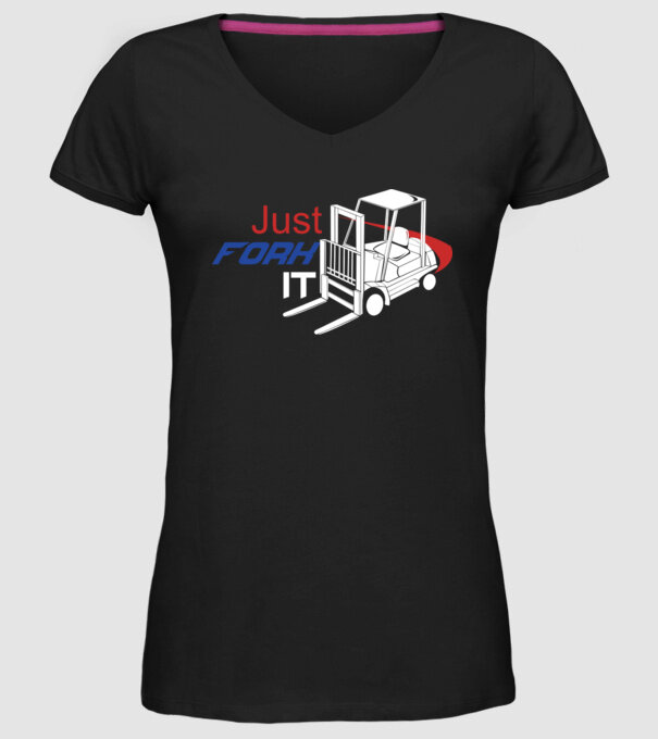 Targonca Just Fork It model negru pe tricou