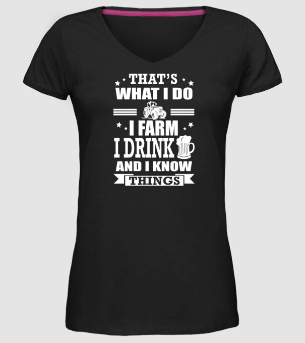 'That''s what I do, I farm, I drink' model negru pe tricou