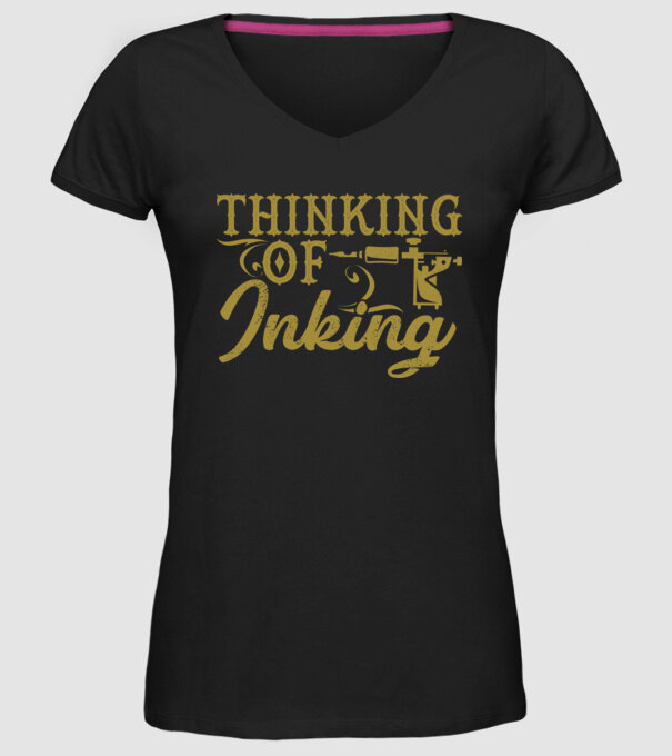 Thinking of inking model negru pe tricou