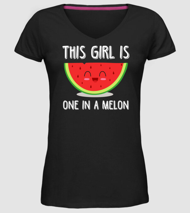 This girl is one in a melon white model negru pe tricou