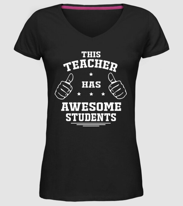 This teacher has awesome students model negru pe tricou