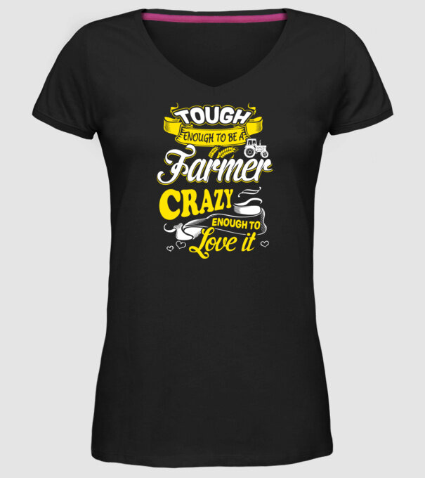 Tough enough to be a farmer Traktoros model negru pe tricou