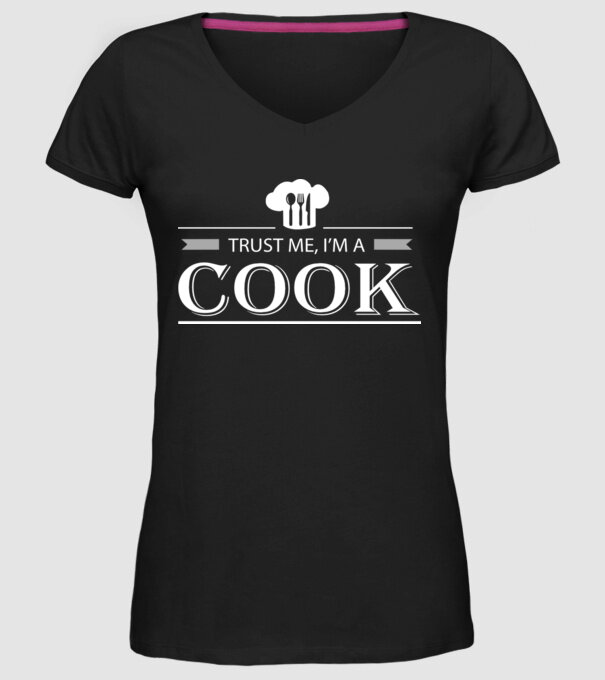 'Trust me I''m a cook' model negru pe tricou