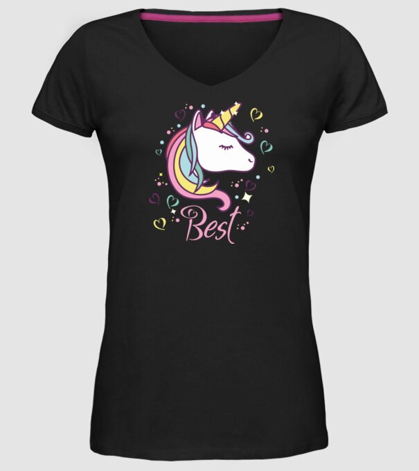 Unicorn Best model negru pe tricou