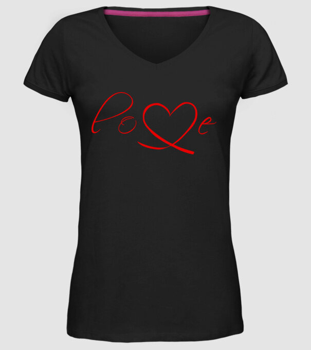 Love Valentines day model negru pe tricou