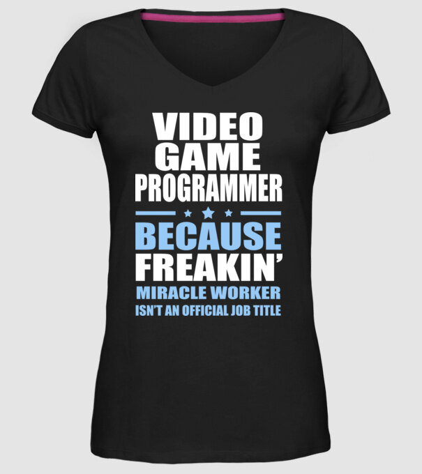 Video game Programmer model negru pe tricou