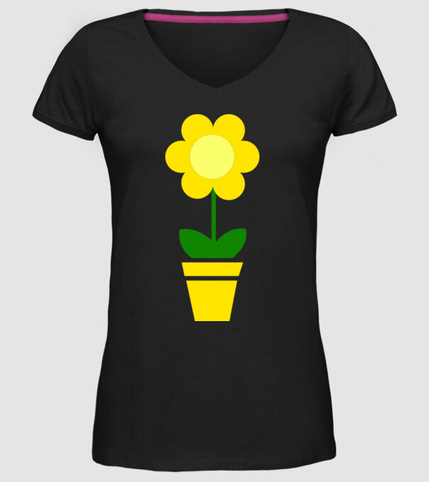 Flower model negru pe tricou