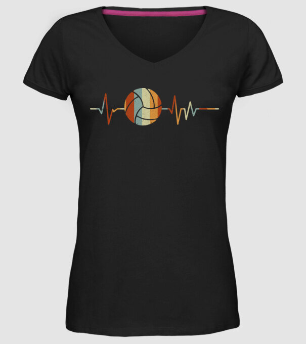 Volleyball heartbeat model negru pe tricou