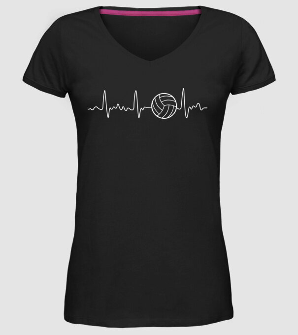 Volleyball heartbeat model negru pe tricou