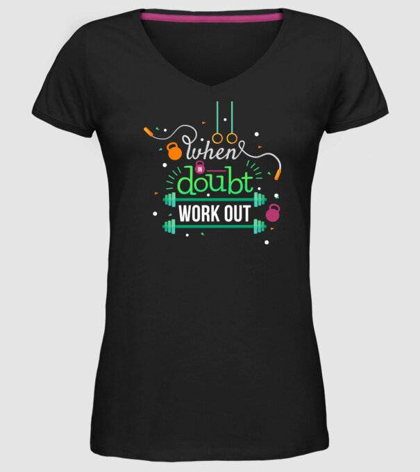 When in doubt model negru pe tricou