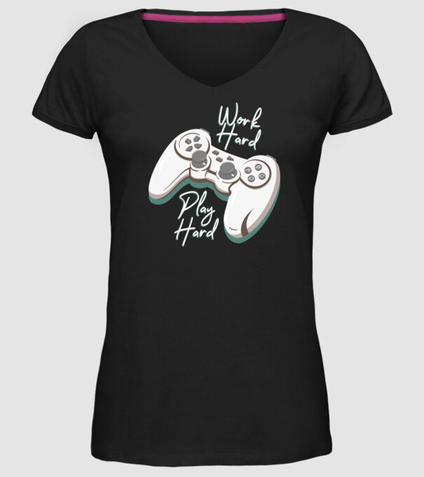 Work hard play hard model negru pe tricou