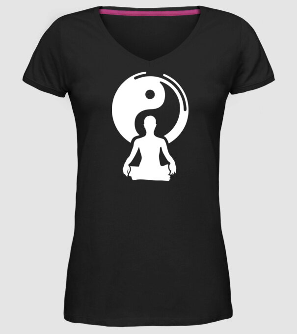 Meditație Yin yang model negru pe tricou