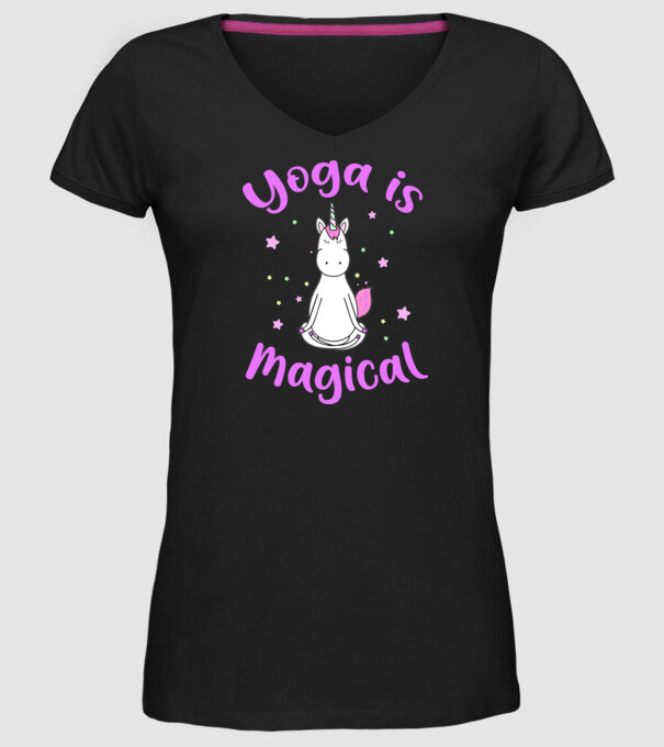 yoga is magical model negru pe tricou