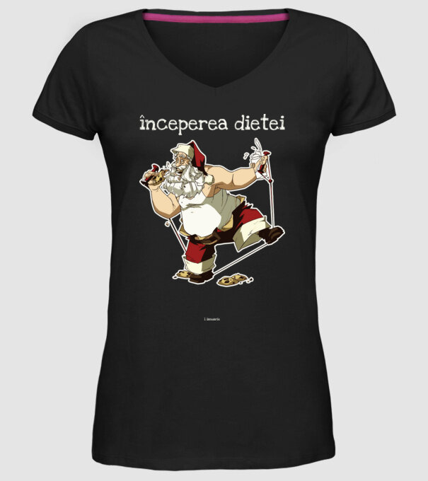 începerea dietei - 1 ianuarie model negru pe tricou