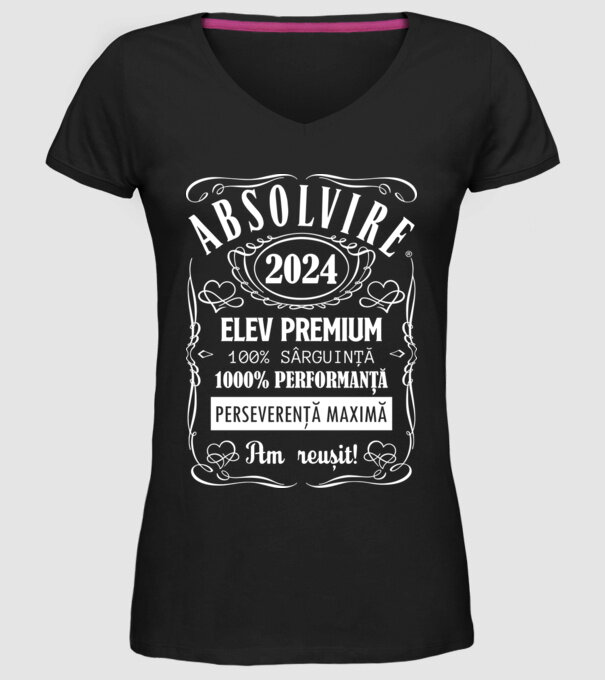Absolvire Premium model negru pe tricou