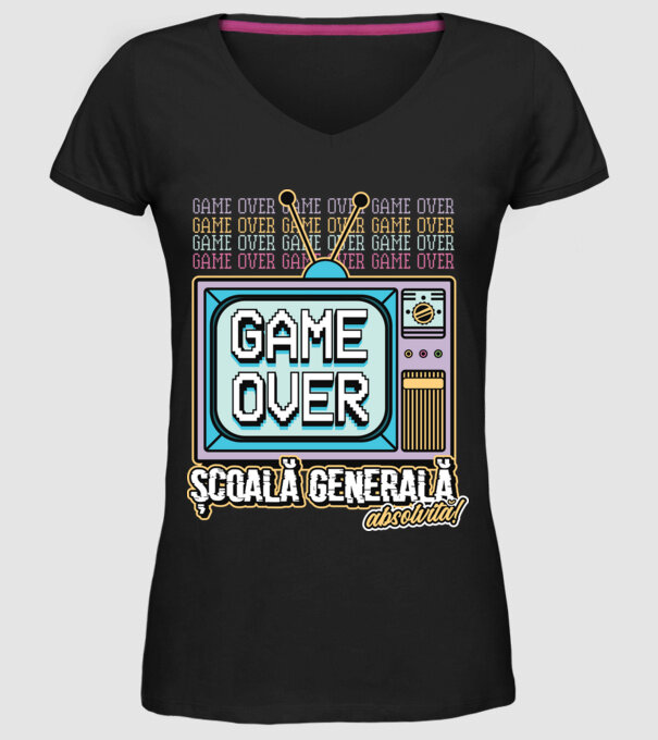 Absolvire retro școală generală model negru pe tricou