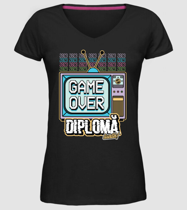 Absolvire retro diplomă model negru pe tricou
