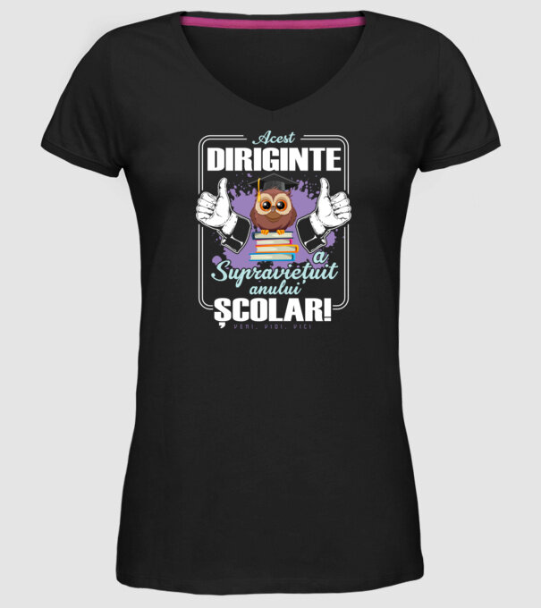 Acest diriginte a supraviețuit anului școlar! - veni, vidi, vici model negru pe tricou