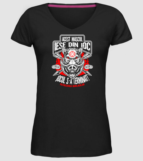 Acest mascul iese din joc - jocul s-a terminat - petrecerea burlacilor model negru pe tricou