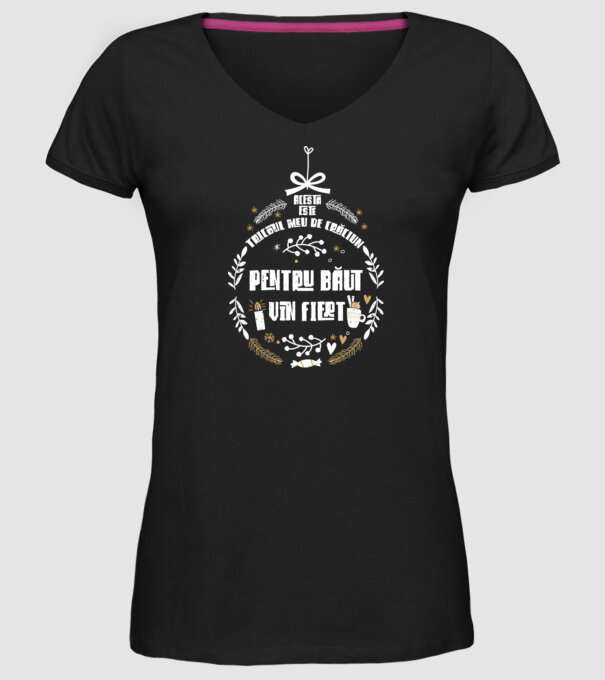 acesta este tricoul meu de Crăciun_pentru băut vin fiert model negru pe tricou