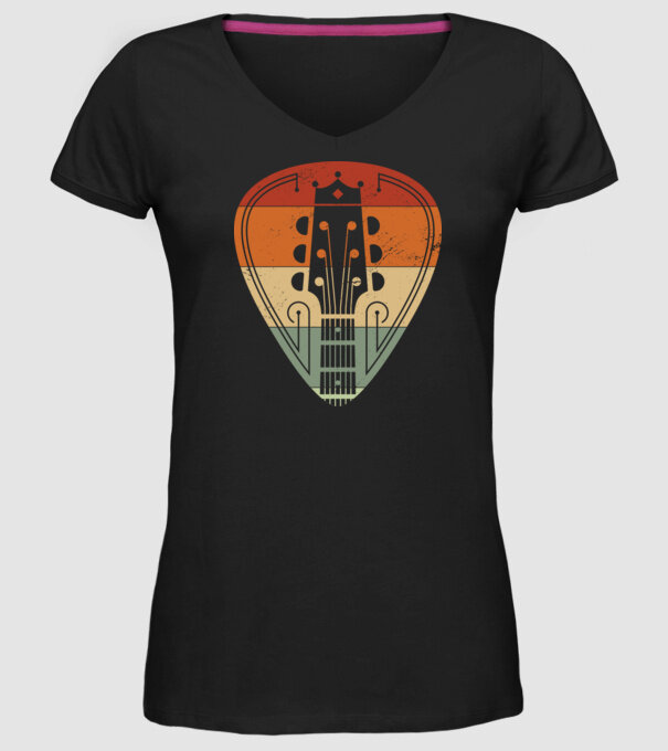 acoustic guitarist model negru pe tricou