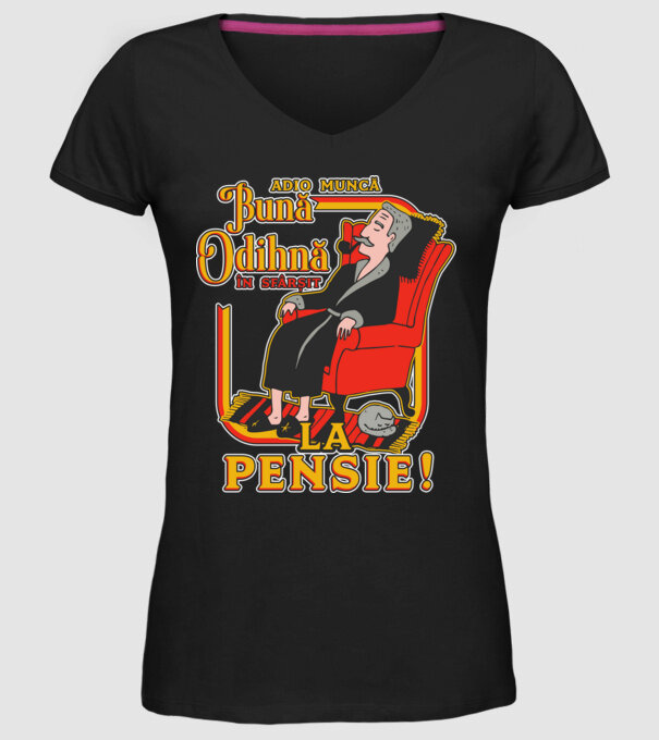 Adio muncă, bună odihnă! în sfârșit, la pensie! model negru pe tricou