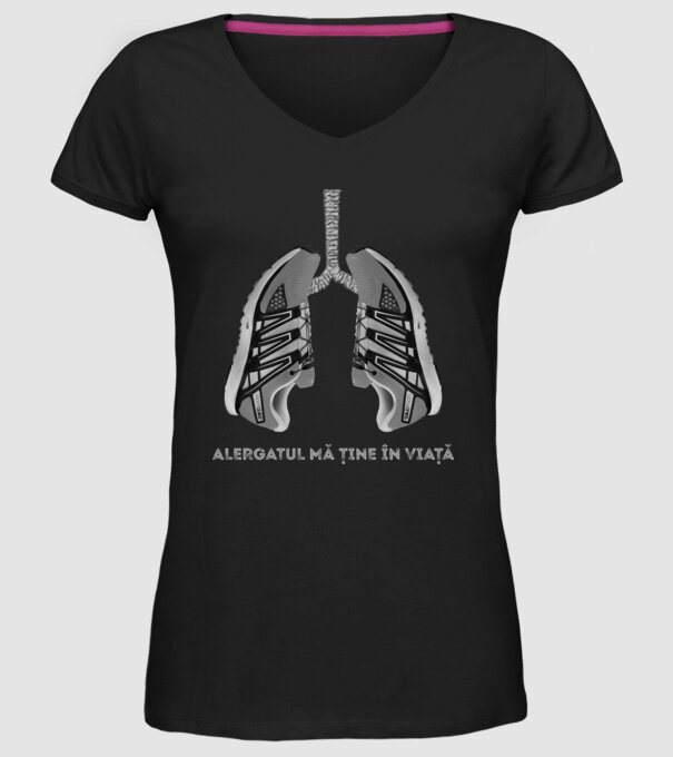 Alergatul mă ține în viață model negru pe tricou