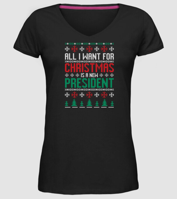 All I want for christmas model negru pe tricou