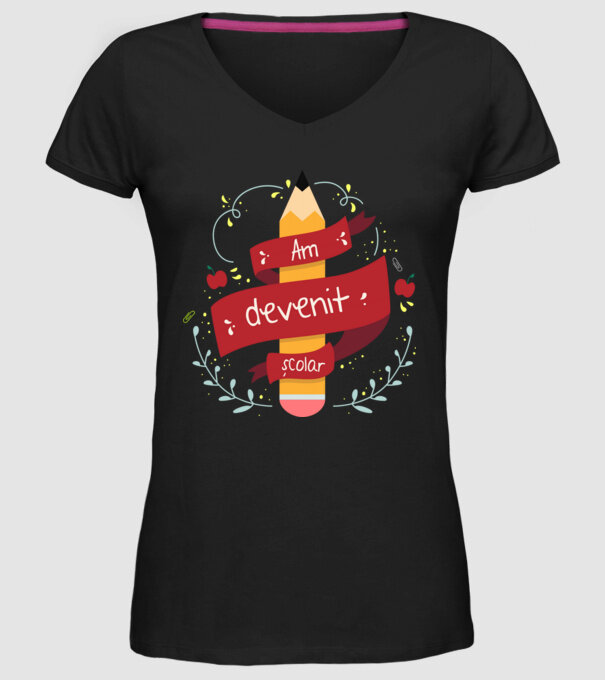 Am devenit școlar model negru pe tricou