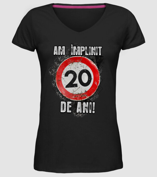 Am împlinit 20 de ani! model negru pe tricou