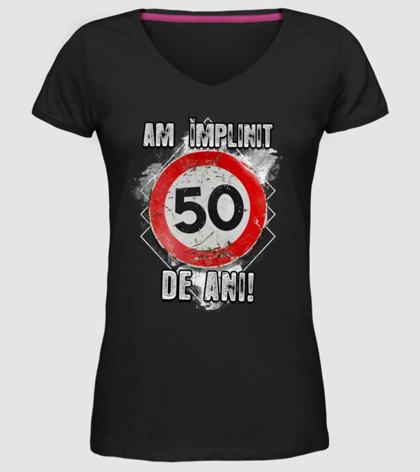 Am împlinit 50 de ani! model negru pe tricou
