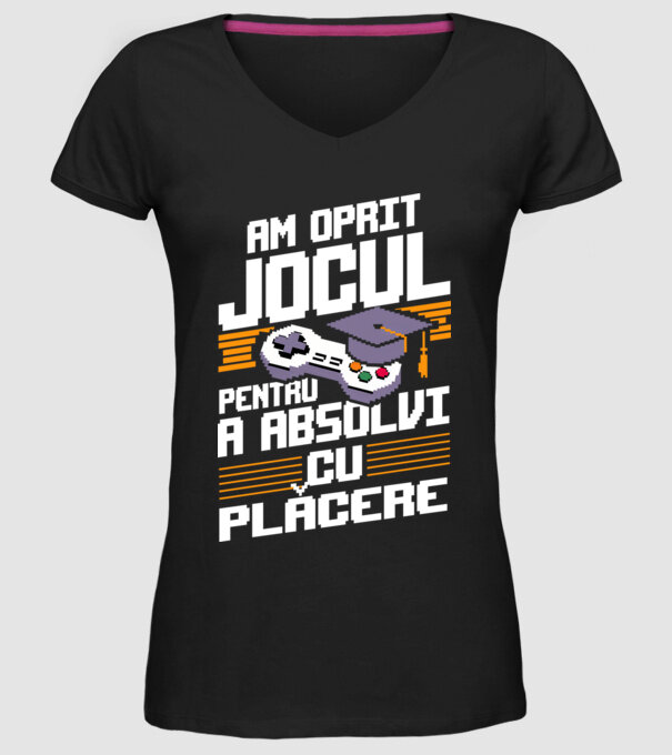 Am oprit jocul absolvent negru model negru pe tricou