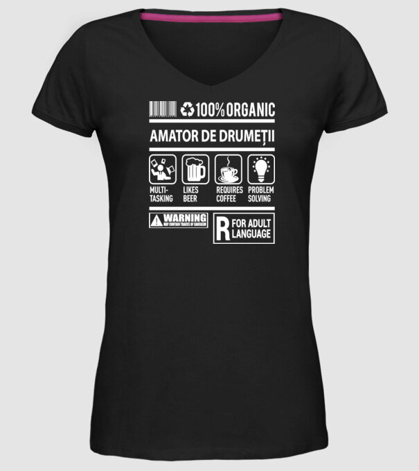 amator de drumeții model negru pe tricou