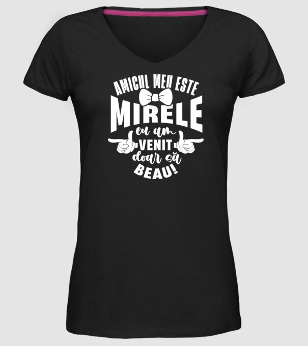 Amicul meu este mirele model negru pe tricou