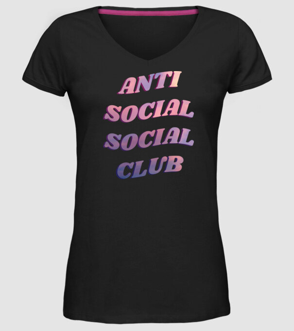 Anti social social club pink model negru pe tricou