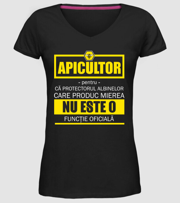 apicultor - pentru că protectorul albinelor care produc mierea nu este o funcție oficială model negru pe tricou