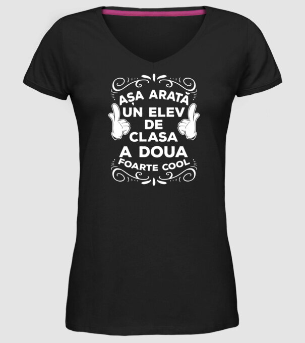 Așa arată un elev de clasa a doua foarte cool model negru pe tricou