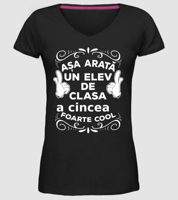 Așa arată un elev de clasa a cincea foarte cool model negru pe tricou