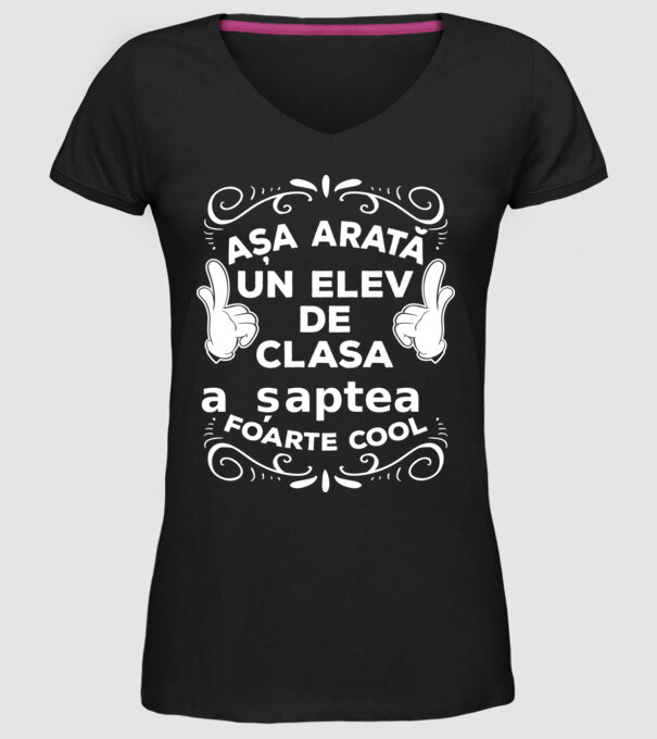 Așa arată un elev de clasa a șaptea foarte cool model negru pe tricou