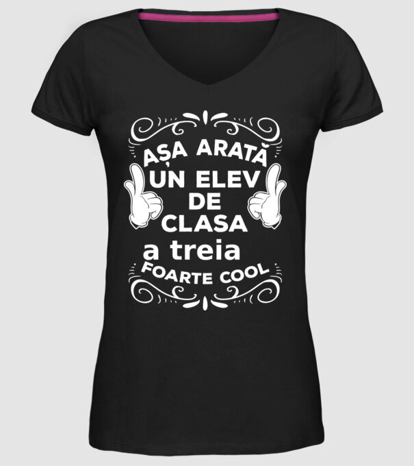 Așa arată un elev de clasa a treia foarte cool model negru pe tricou