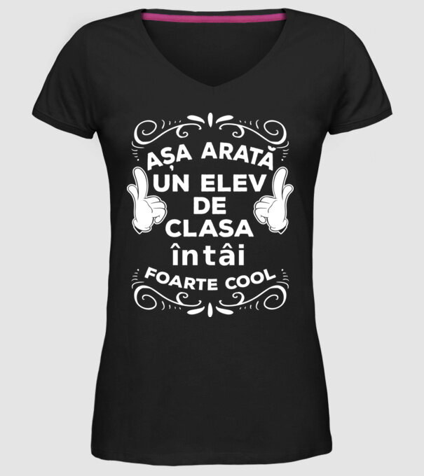 Așa arată un elev de clasa întâi foarte cool model negru pe tricou
