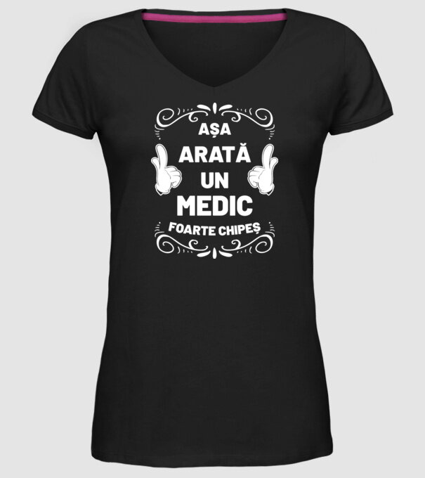 Așa arată un medic foarte chipeș model negru pe tricou